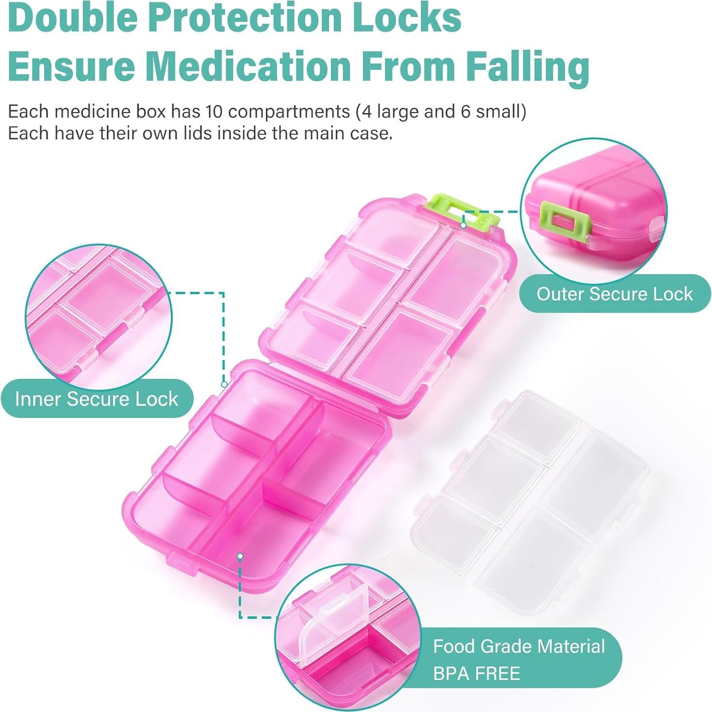 Organizador de Pastillas VITEVER Rosa 10 Compartimentos Bolsa