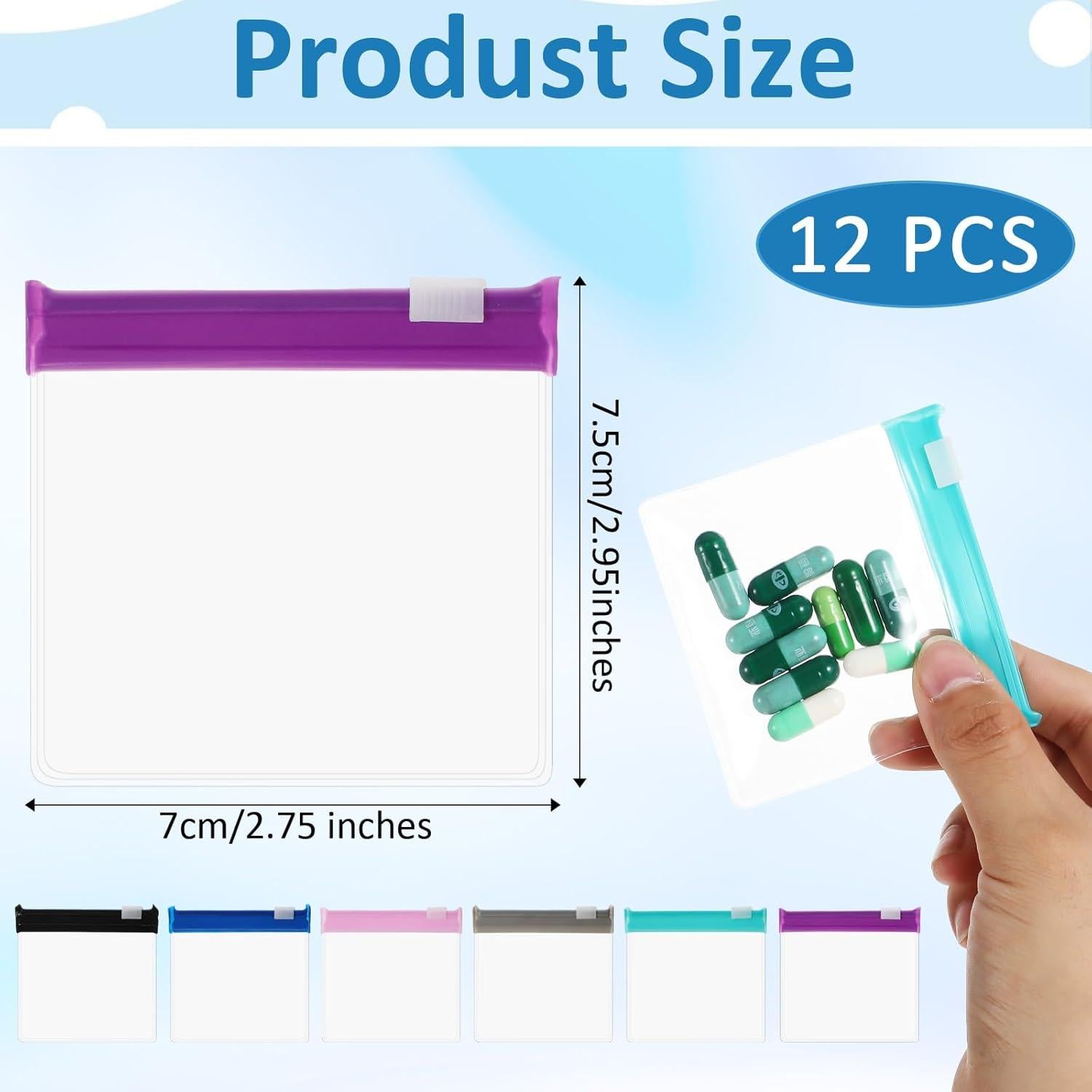 12 Bolsas Reutilizables para Pastillas Teaaha con Cierre Deslizante