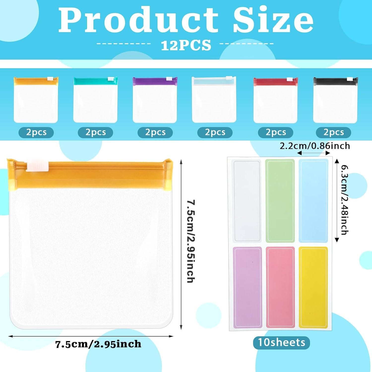 12 Bolsas de Pastillas Reutilizables Sliverdew 75x75mm