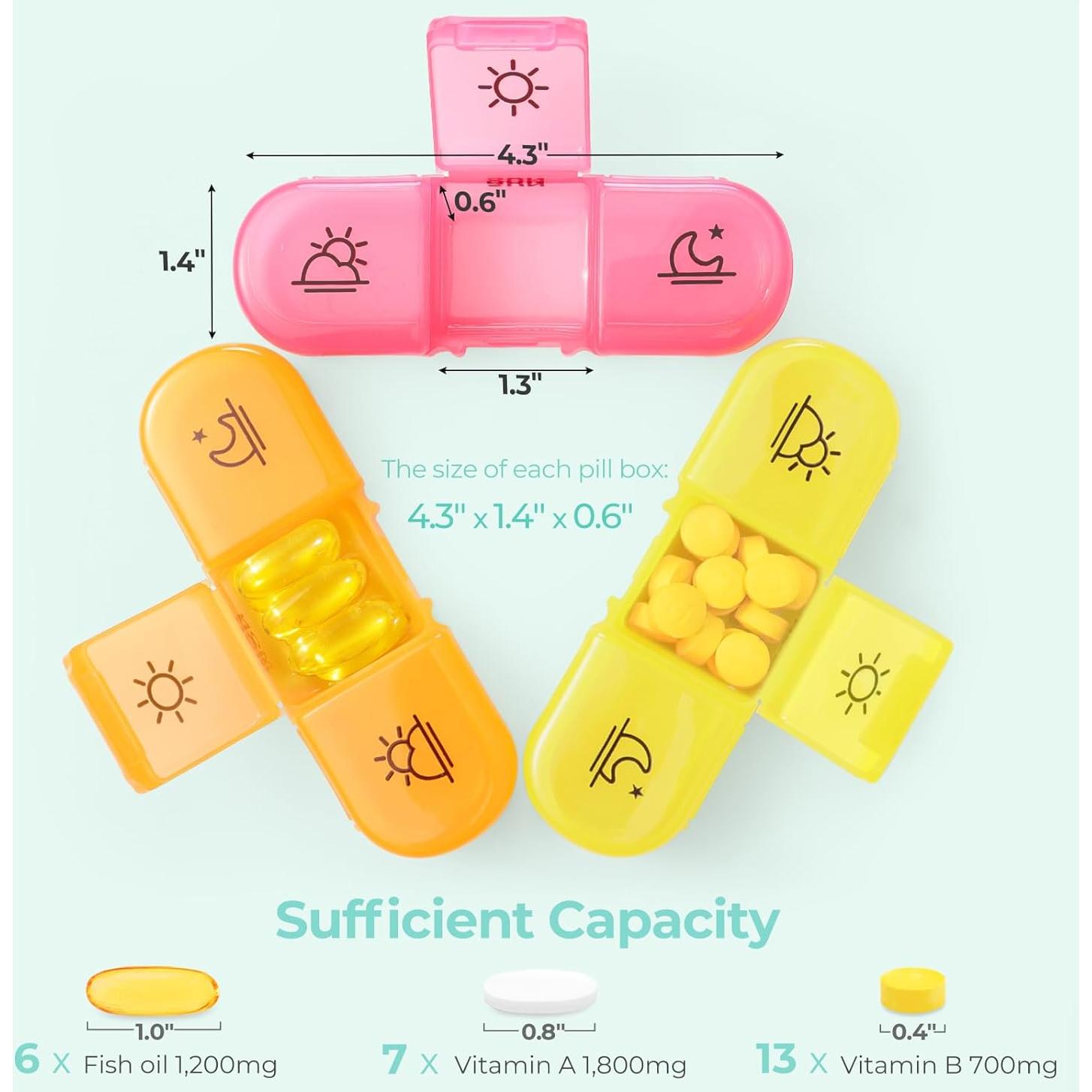 Organizador de Pastillas AMOOS 3 Veces al Día Azul Cian
