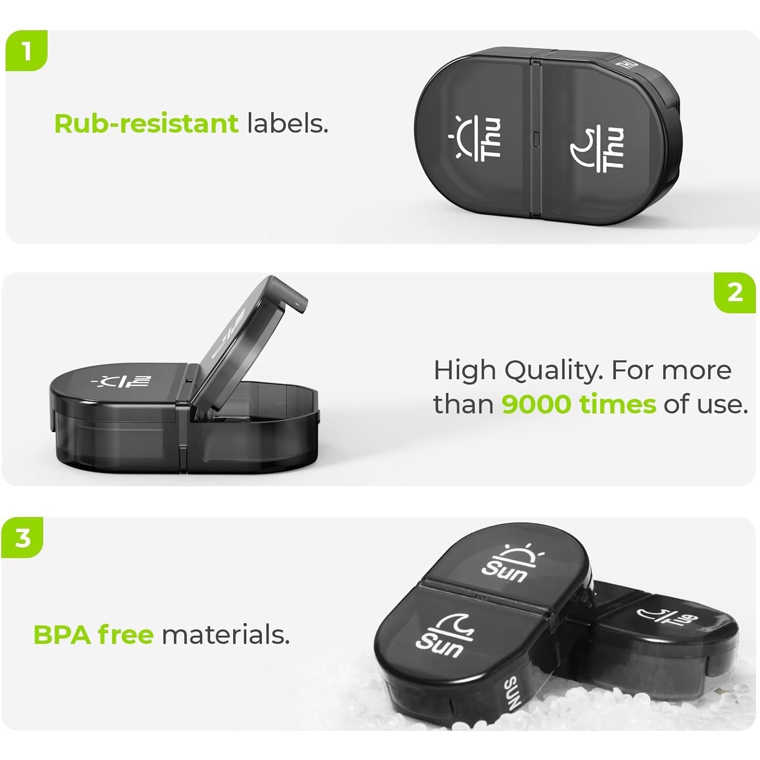 AUVON Organizador de Pastillas Semanal Cian 7 Días AM/PM