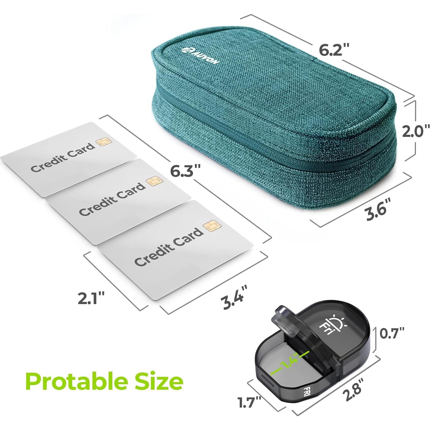 AUVON Organizador de Pastillas Semanal Cian 7 Días AM/PM