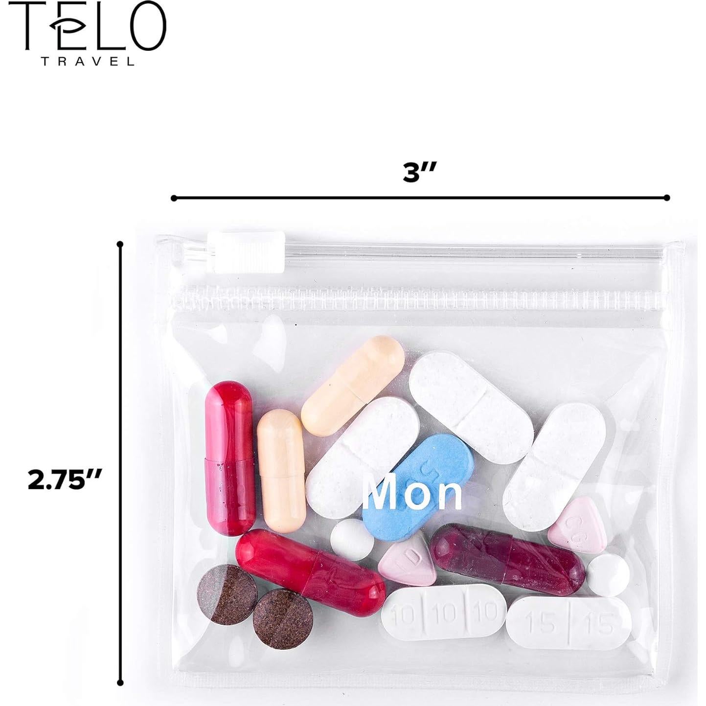 Bolsas de pastillas reutilizables TeloTravel 14 unidades 7.62x6.99 cm