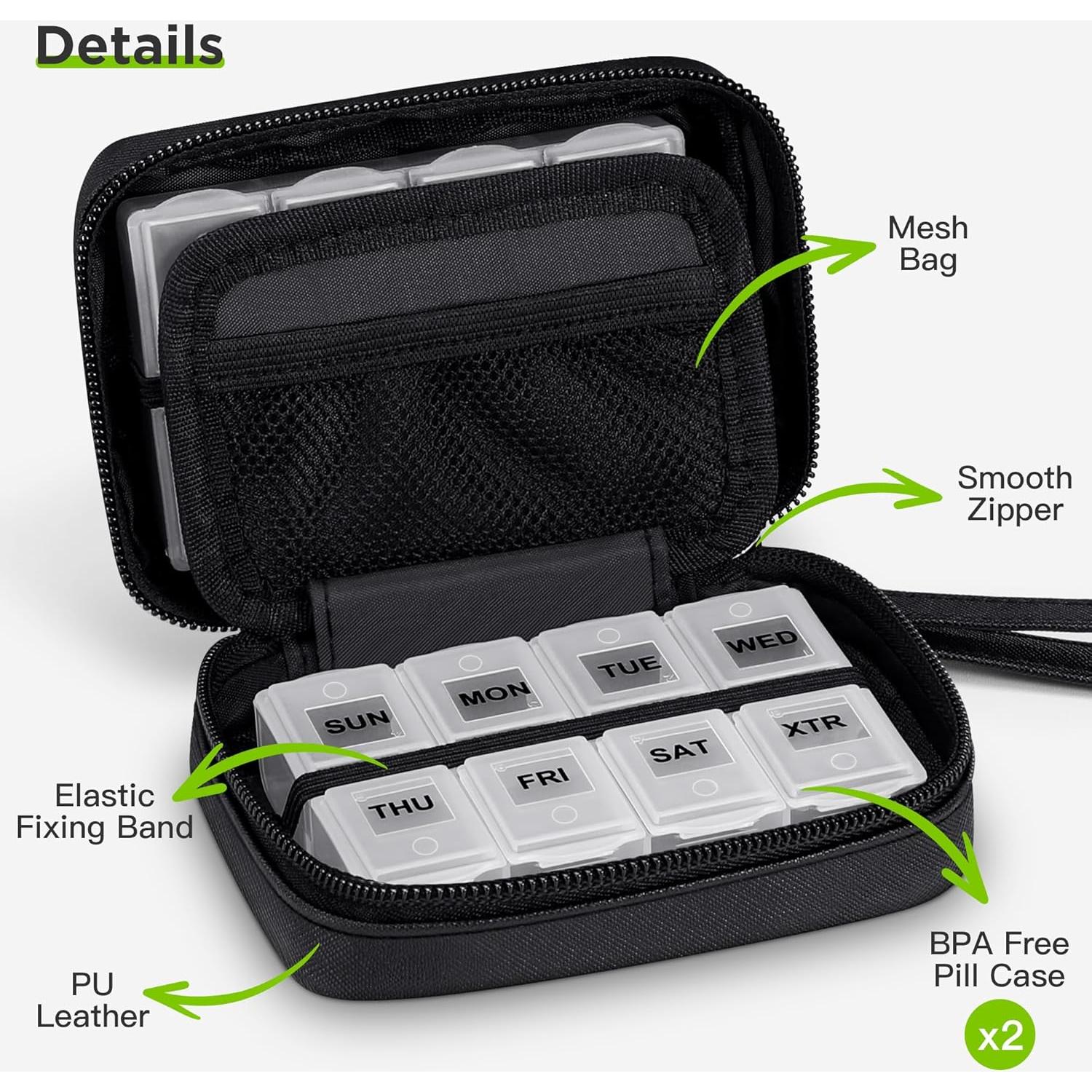 Organizador de Pastillas Zannaki Negro con 2 Cajas Removibles