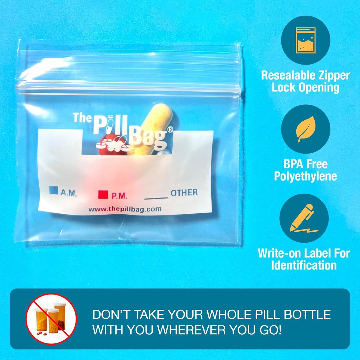 100 Bolsas Reutilizables ThePillBag para Pastillas y Viajes