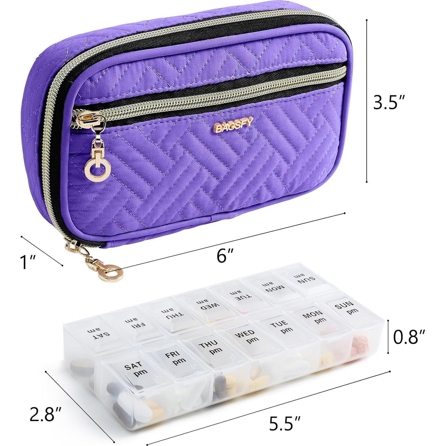 Organizador Semanal de Pastillas BAGSFY 14x9cm Púrpura