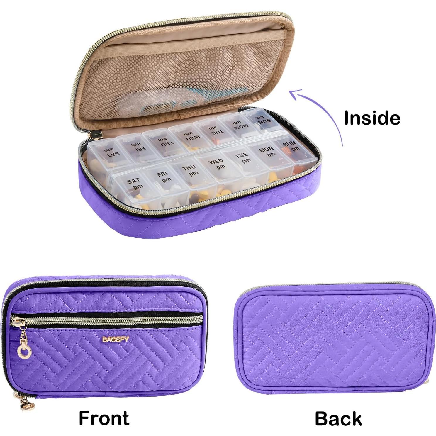 Organizador Semanal de Pastillas BAGSFY 14x9cm Púrpura
