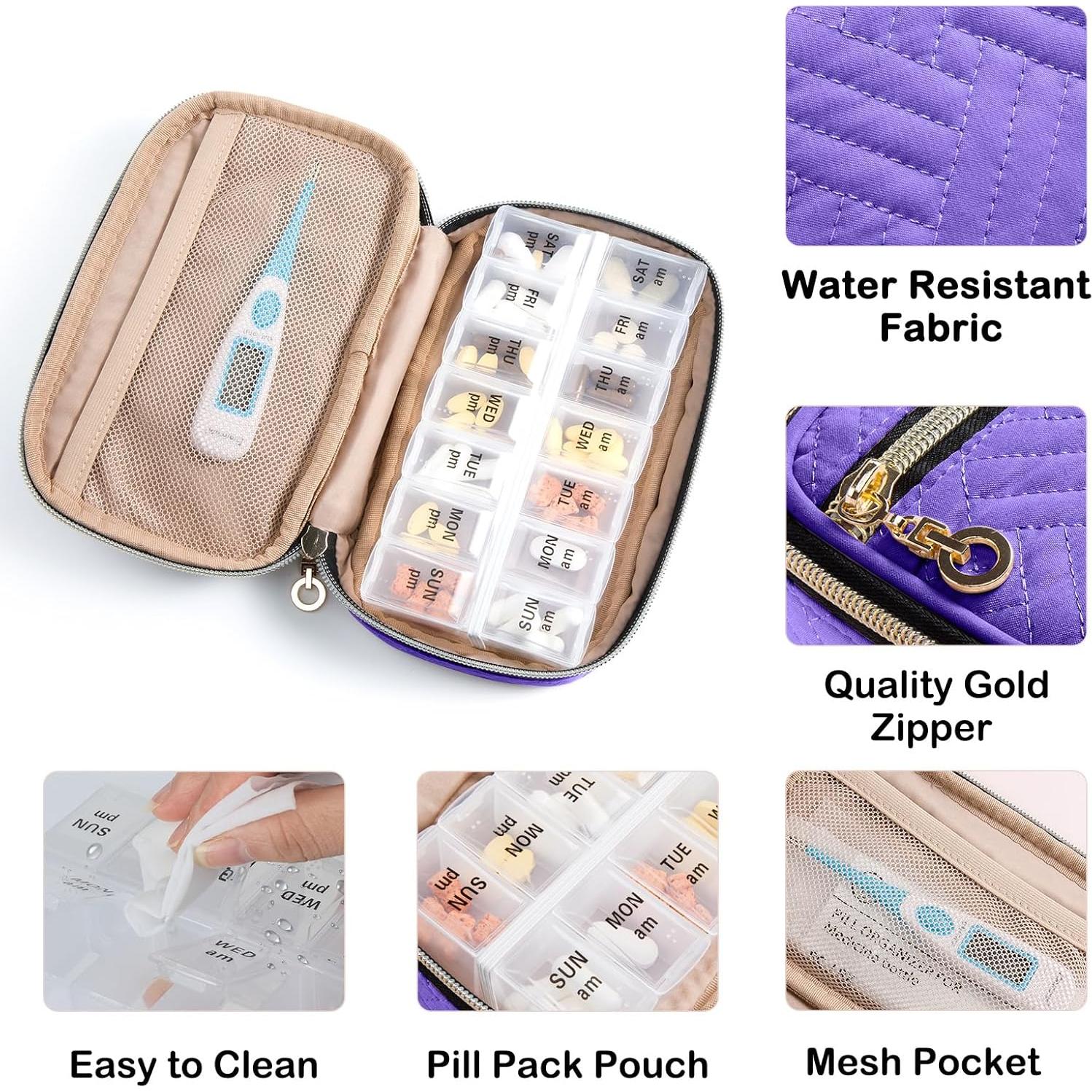 Organizador Semanal de Pastillas BAGSFY 14x9cm Púrpura