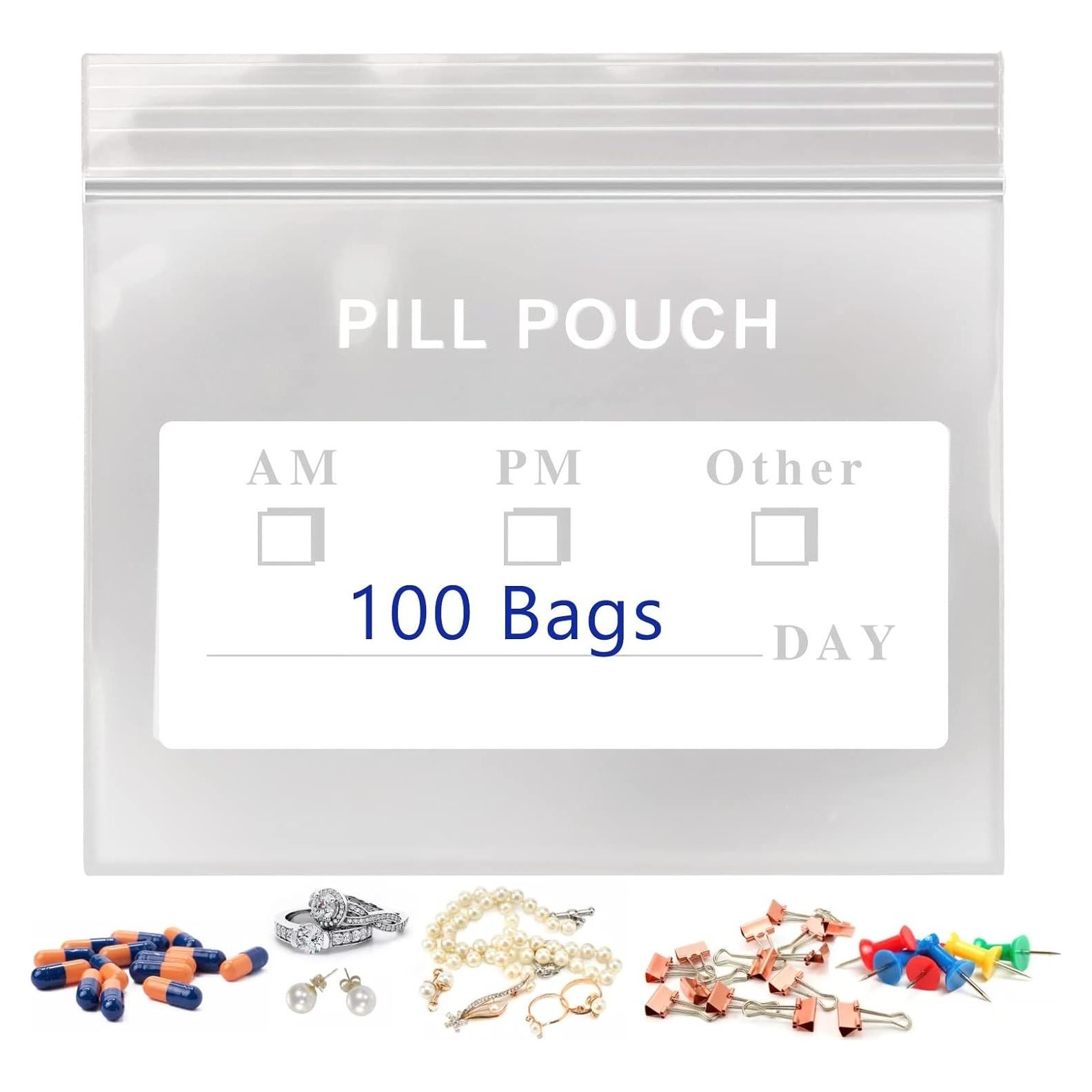 100 Bolsas para Pastillas MZRoyal 3x7 cm Reutilizables Sin BPA