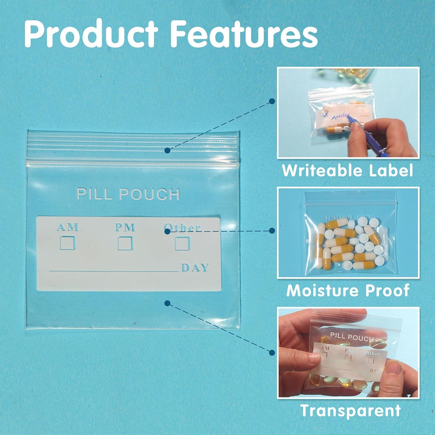 100 Bolsas para Pastillas MZRoyal 3x7 cm Reutilizables Sin BPA