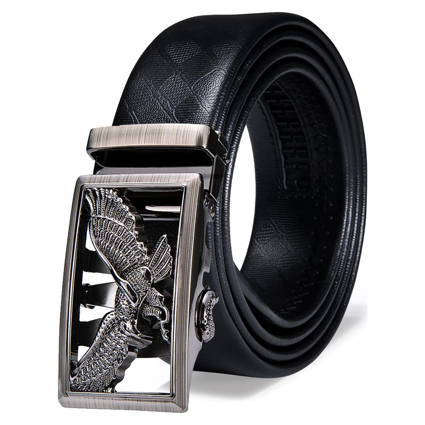 Cinturón Ratchet Barry.Wang Cuero Genuino Negro 2.86cm