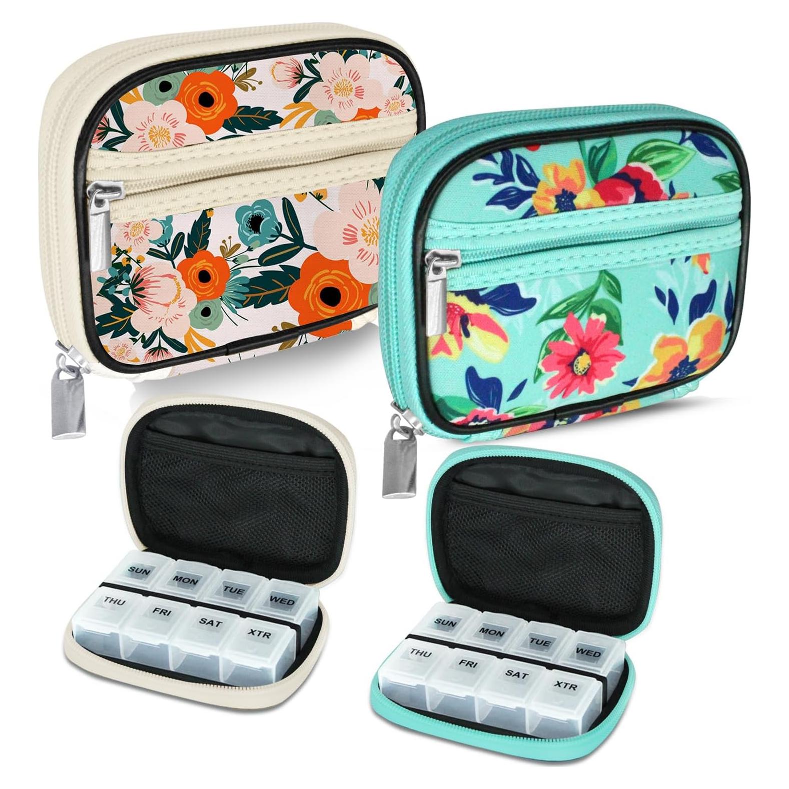 Organizador de Pastillas Semanal Serfeymi 2 Cajas Flor y Verde