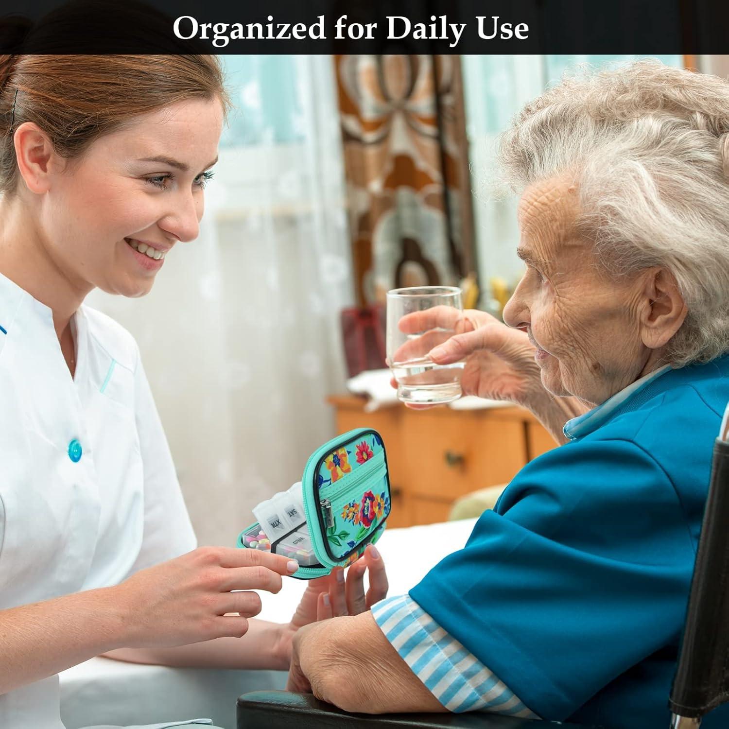 Organizador de Pastillas Semanal Serfeymi 2 Cajas Flor y Verde