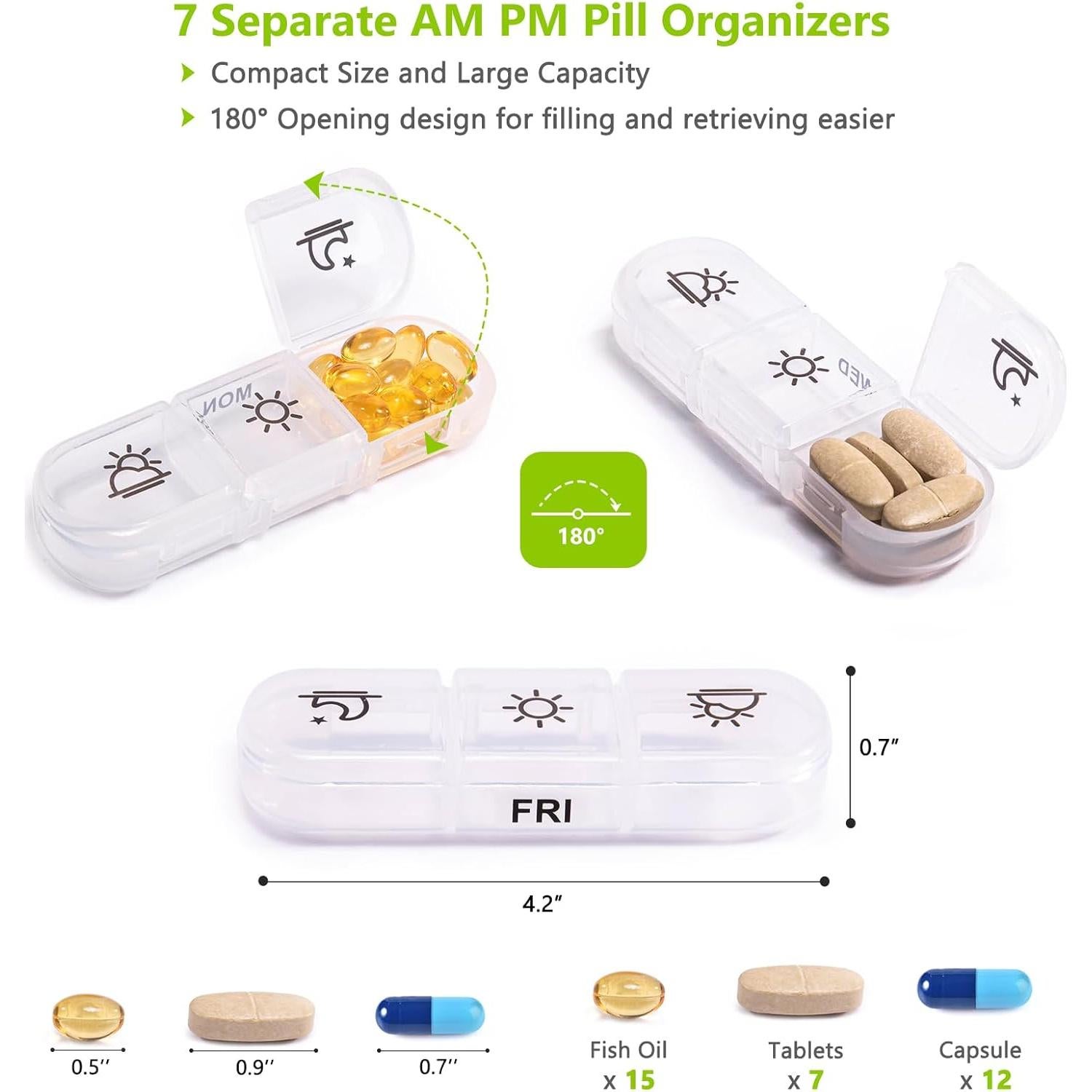 Organizador Semanal de Pastillas BAGSFY 3 Veces al Día Estuche Tela