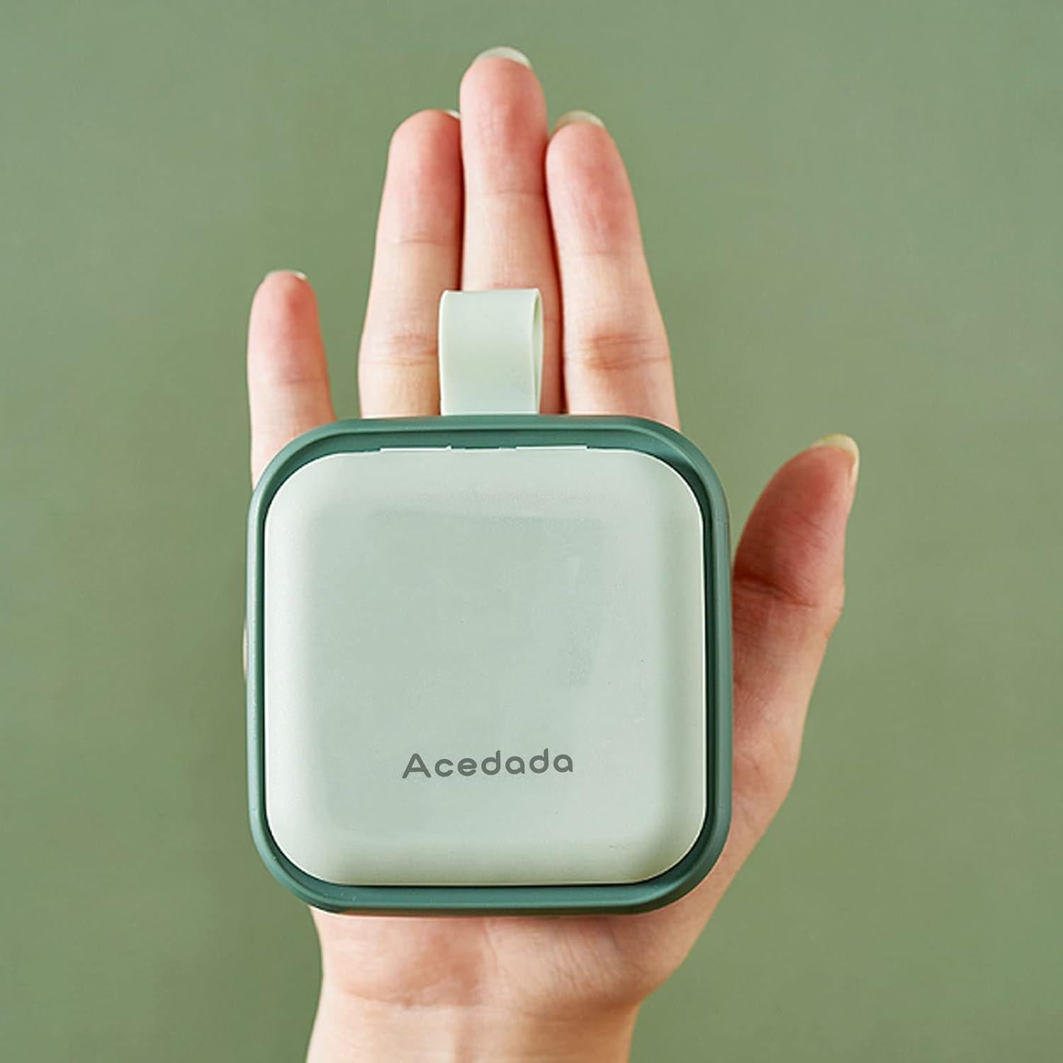 Estuche para Pastillas Acedada Verde 4 Compartimentos Portátil