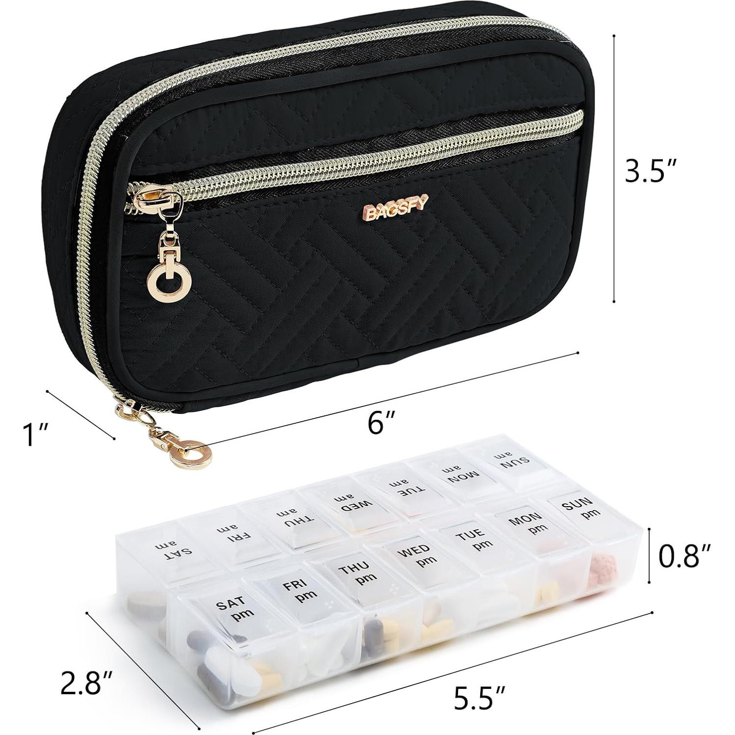 Organizador Semanal de Pastillas BAGSFY Negro 2 Veces al Día