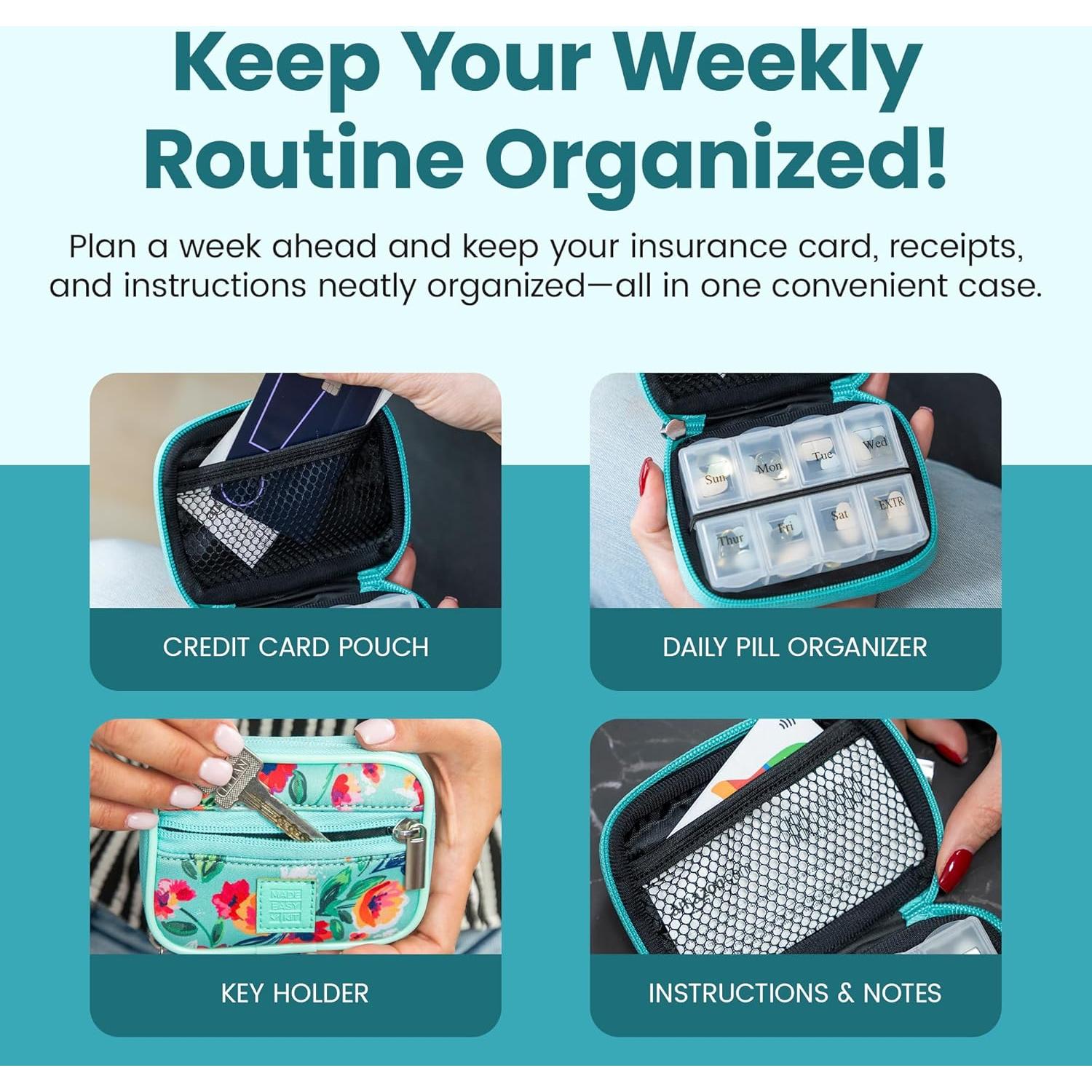 Organizador de Pastillas BEGA Verde Azulado 8 Compartimentos