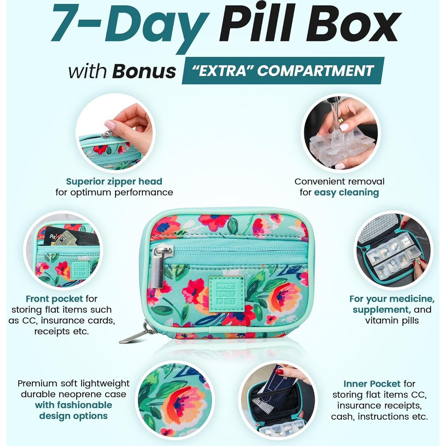 Organizador de Pastillas BEGA Verde Azulado 8 Compartimentos