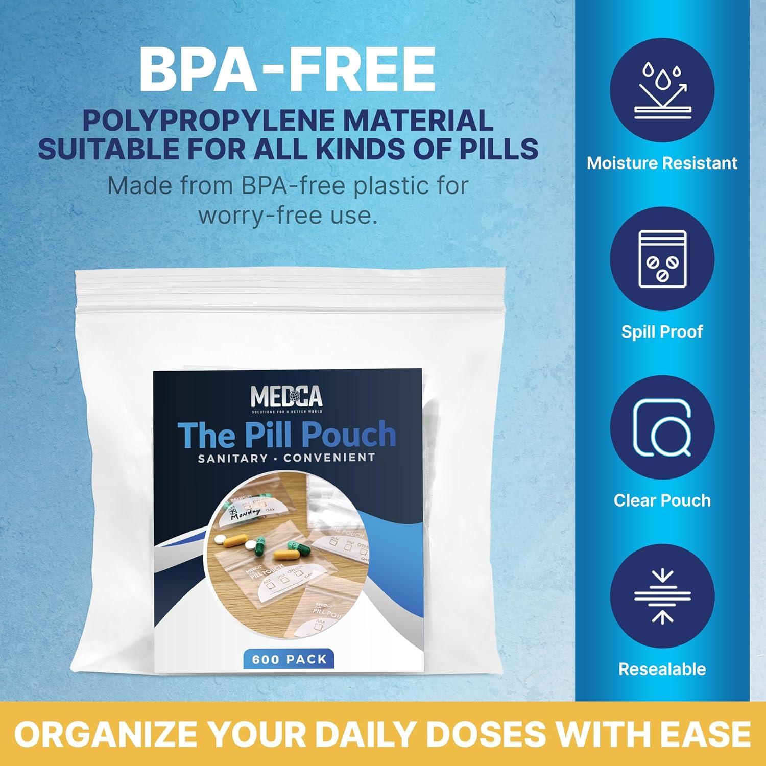 Bolsas de Pouch para Pastillas MEDca - 600 Unidades 7.6x6.9cm