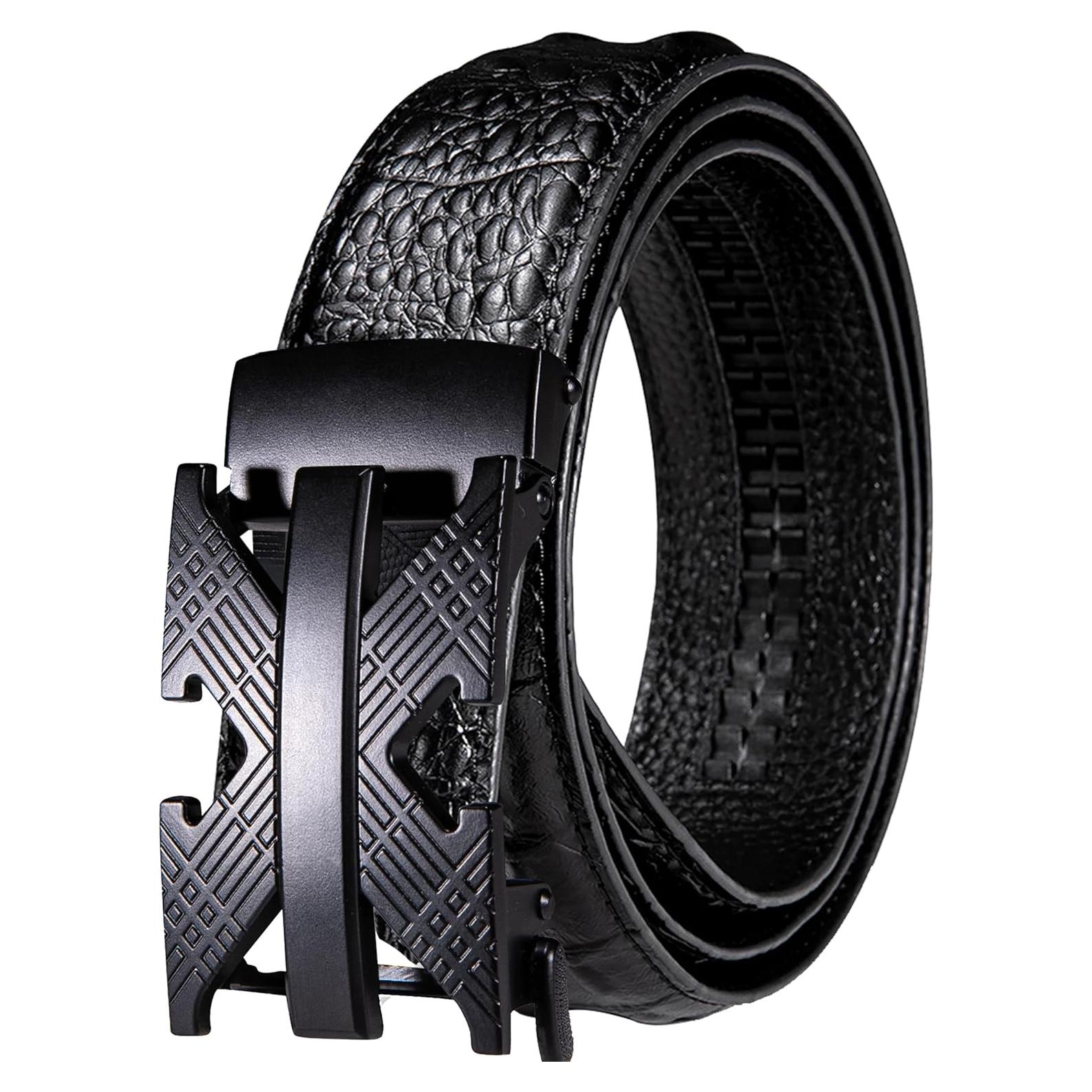 Cinturón de Ratchet Barry.Wang Cuero Genuino Gris 2.86 cm