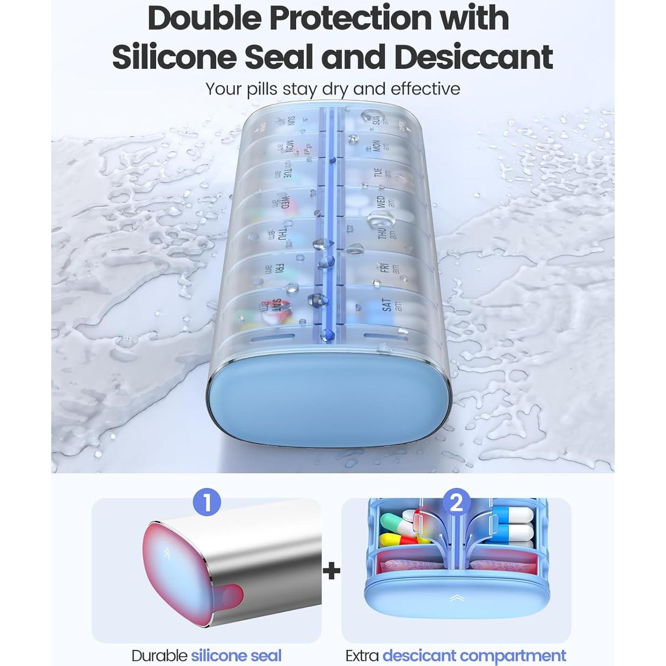 Organizador Semanal de Pastillas Vaydeer AM PM Oro Rosa