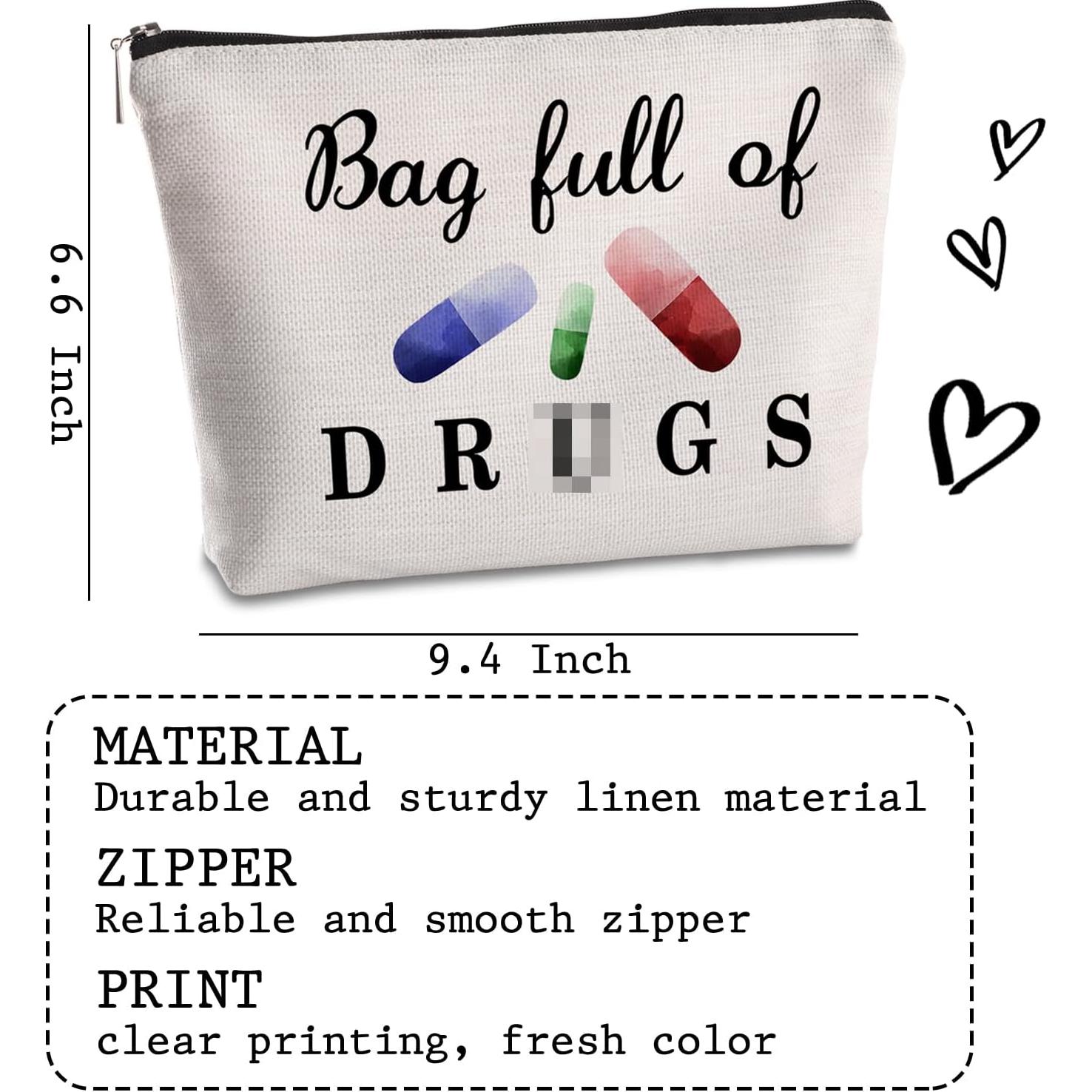 Bolsa Cosmética de Viaje SYIJIMSJKT - Diseño Divertido Pastillas