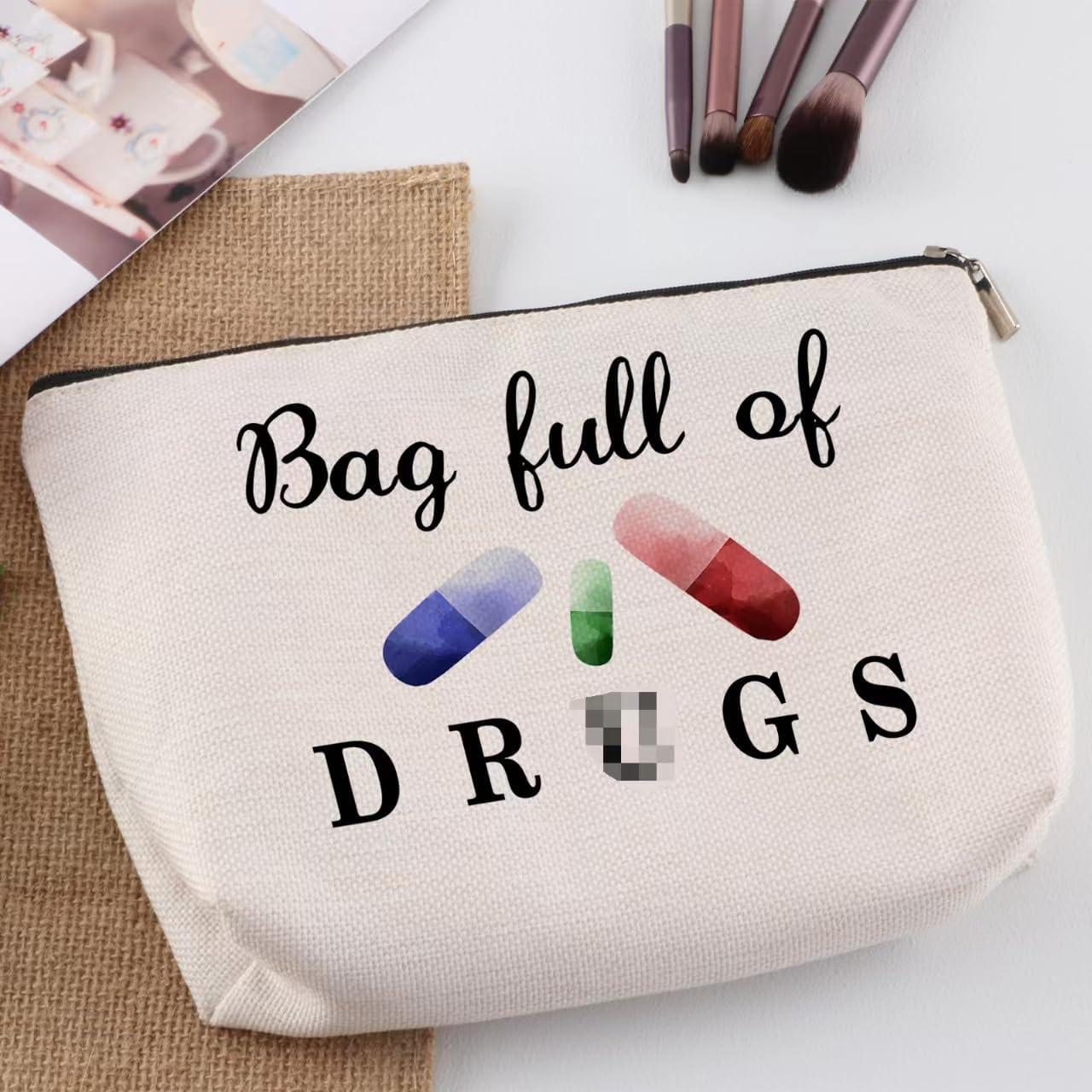 Bolsa Cosmética de Viaje SYIJIMSJKT - Diseño Divertido Pastillas