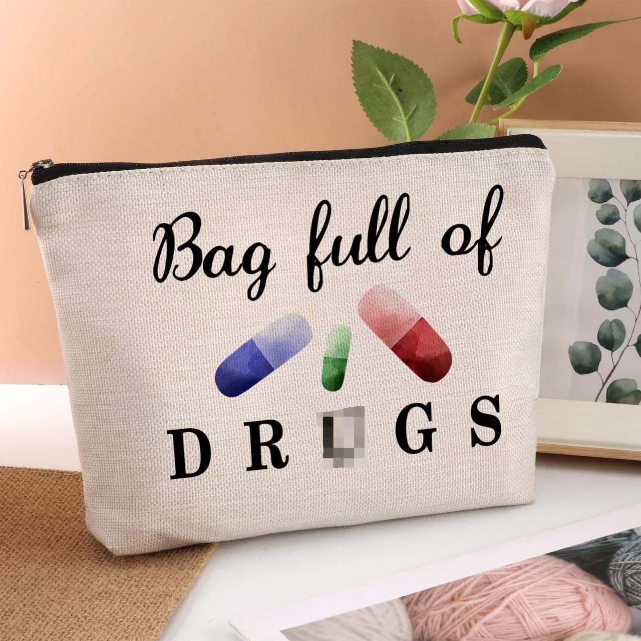 Bolsa Cosmética de Viaje SYIJIMSJKT - Diseño Divertido Pastillas