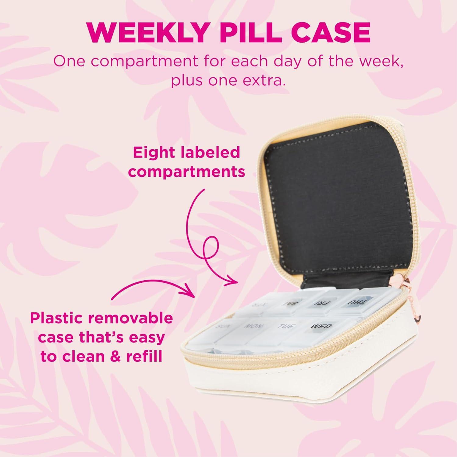 Funda para Pastillas Miamica Beige con Organizador Removible 8 Días