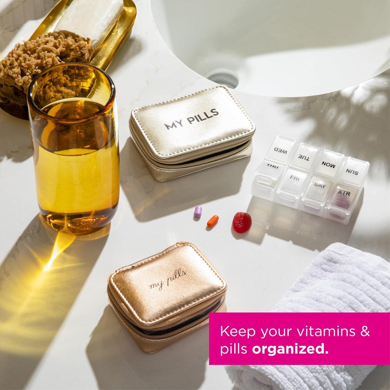 Funda para Pastillas Miamica Beige con Organizador Removible 8 Días