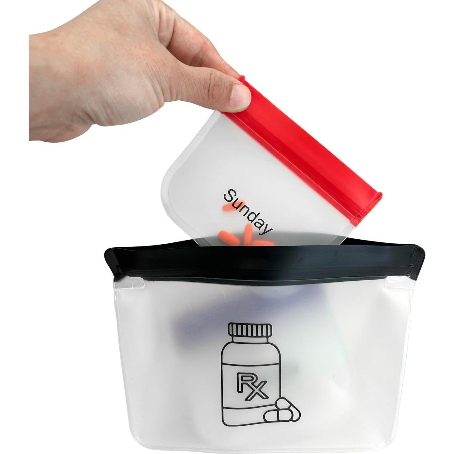 Organizador de Pastillas Reusapak 8 Piezas Hermético Transparente