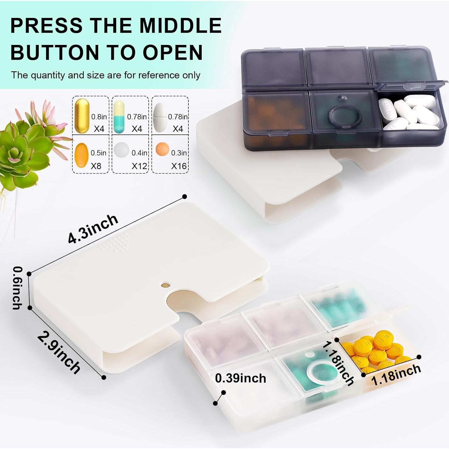 Organizador de Pastillas Pekox 6 Compartimentos Portátil 11.2cm