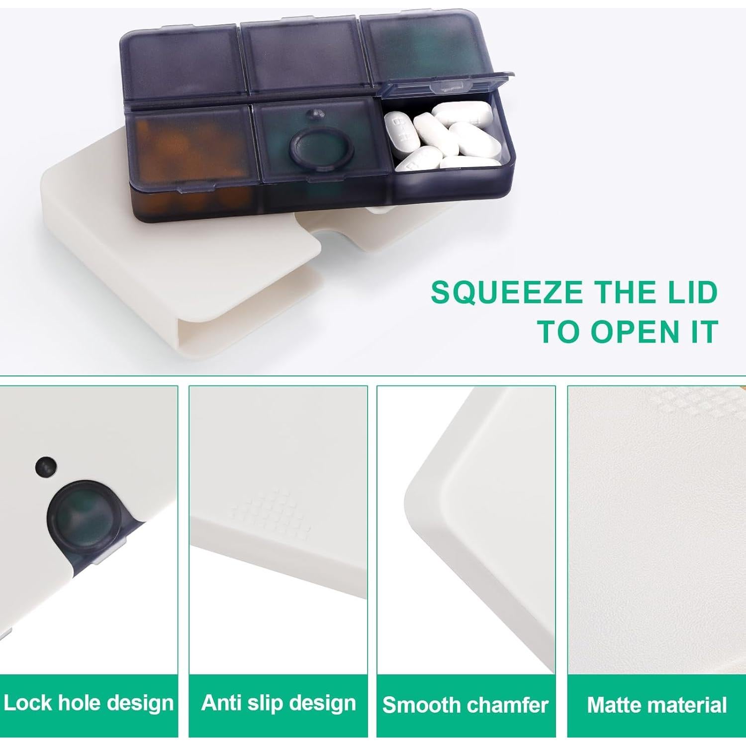 Organizador de Pastillas Pekox 6 Compartimentos Portátil 11.2cm