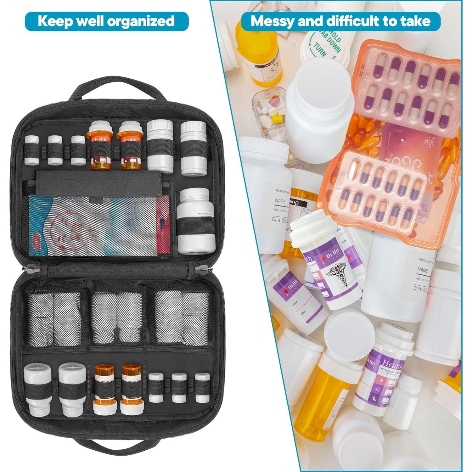 Organizador de Botellas de Pastillas Damero 33x11.4x25.4cm Negro