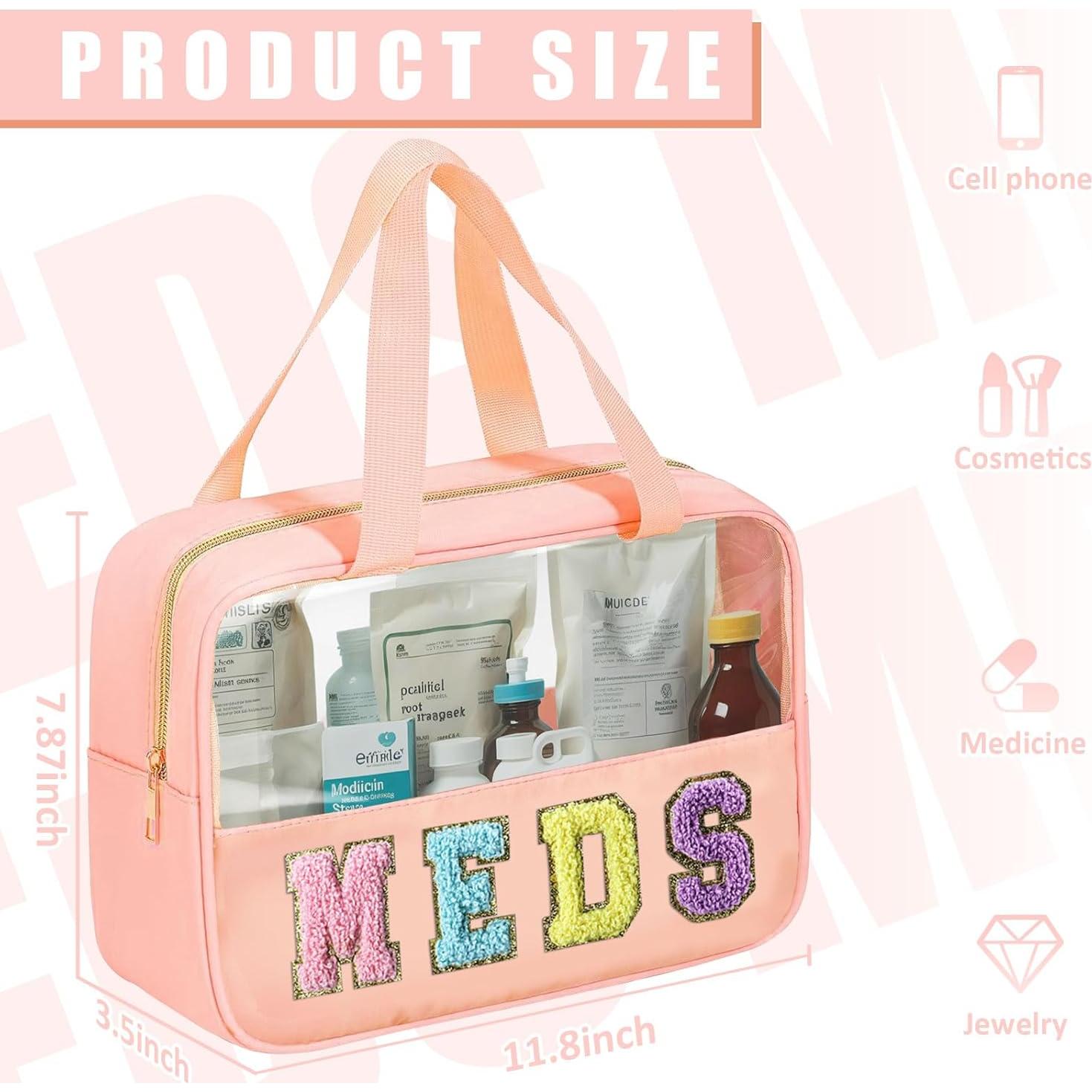 Bolsa de Maquillaje Transparente BuyCard Rosa con Asa y Cremallera