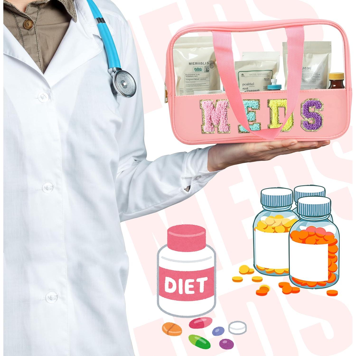 Bolsa de Maquillaje Transparente BuyCard Rosa con Asa y Cremallera