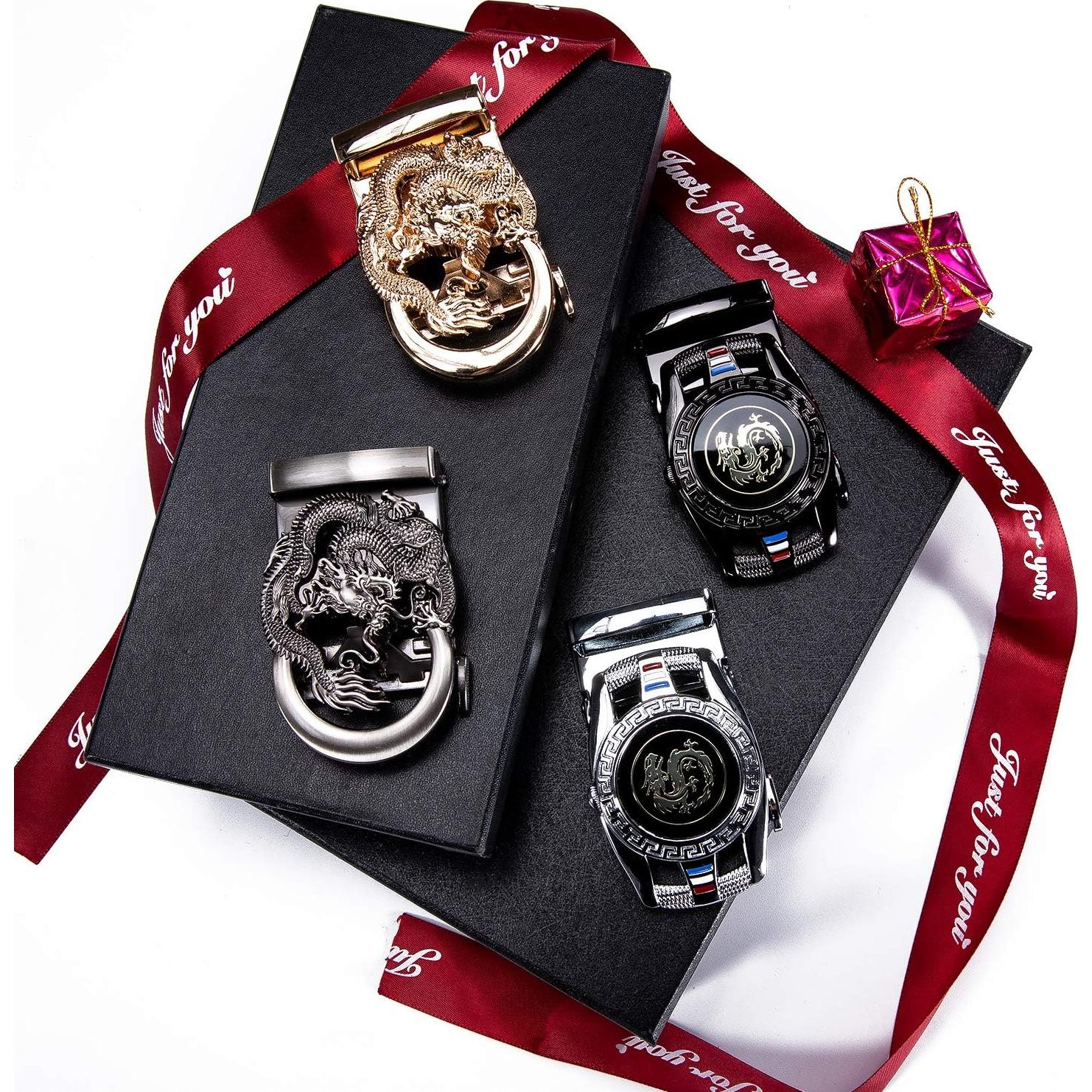 Cinturón de Ratchet Barry.Wang para Hombres Cuero 3,49 cm