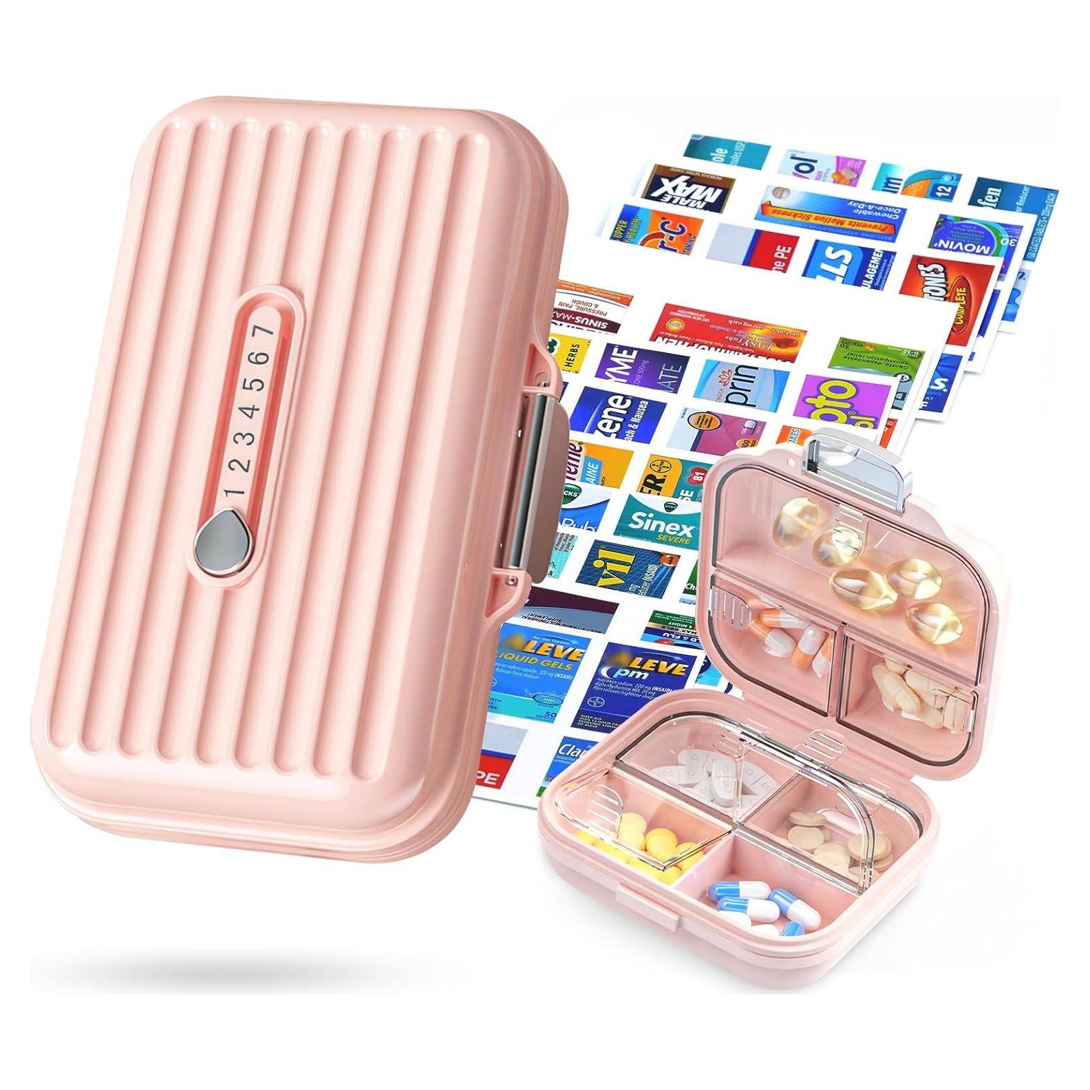 Caja organizadora de pastillas Goffing 2Pack Rosa 7 compartimentos