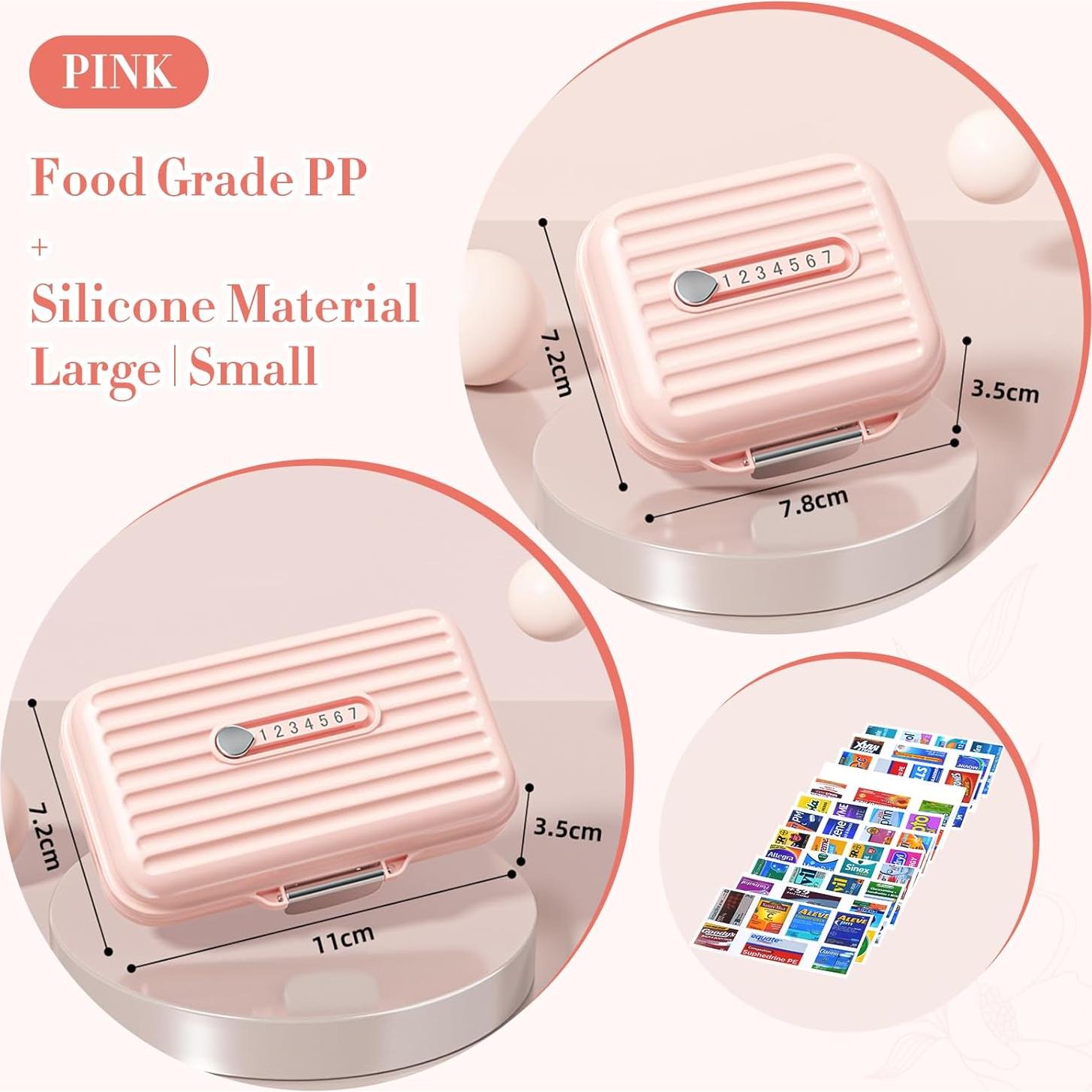 Caja organizadora de pastillas Goffing 2Pack Rosa 7 compartimentos