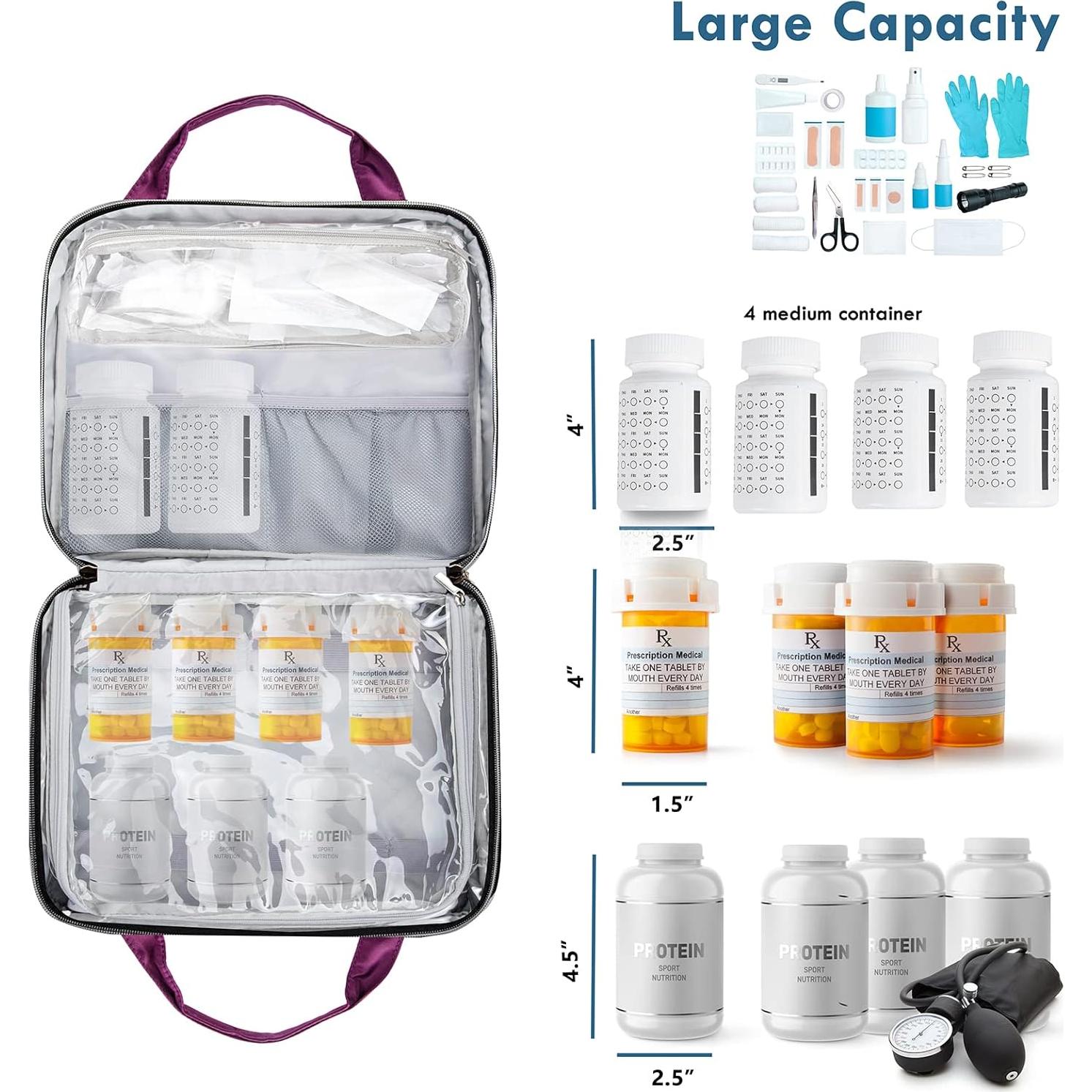 Bolsa de Medicamentos BAGSFY para Viajar, Organizador Semanal