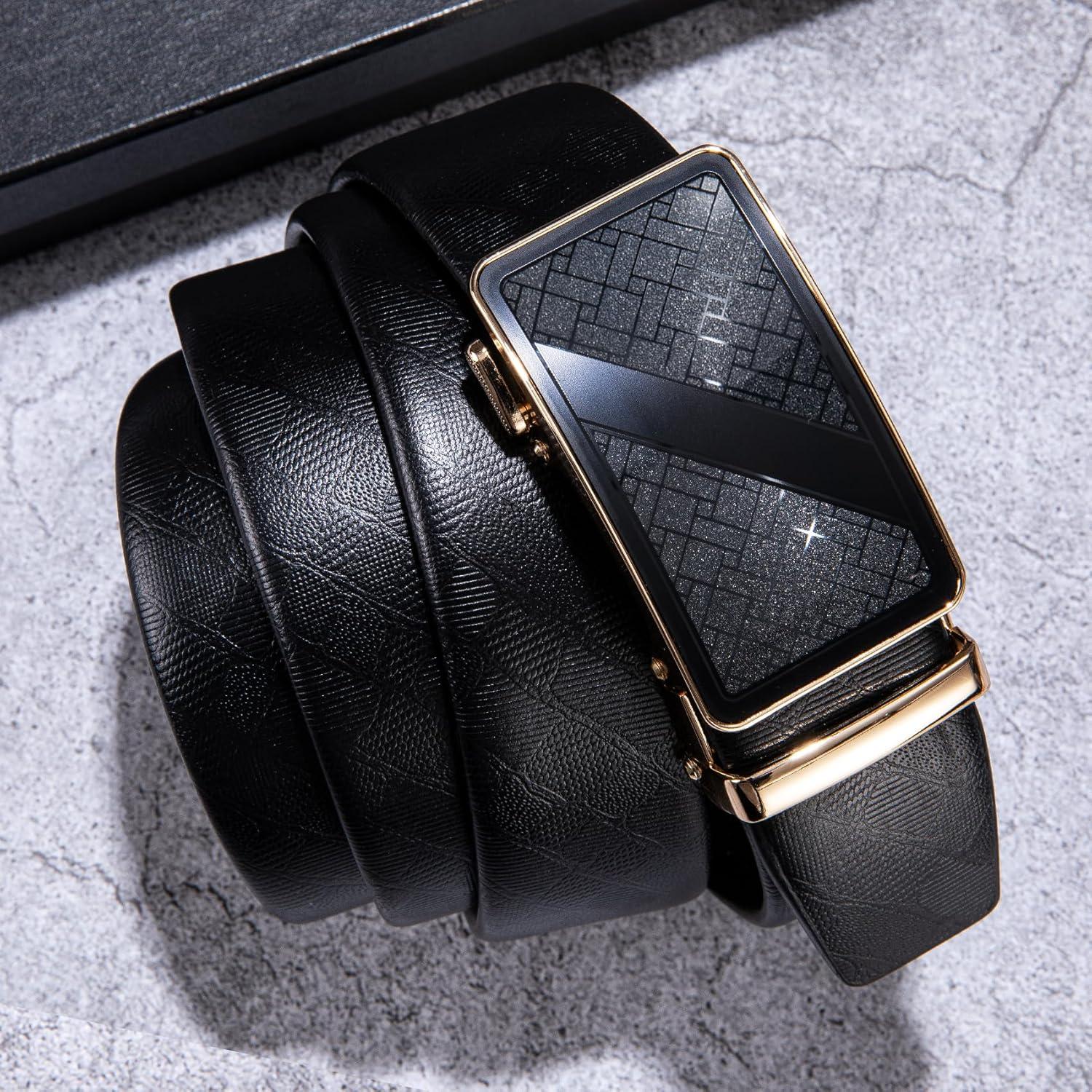 Cinturón de Ratchet Barry.Wang Cuero Genuino Ajustable