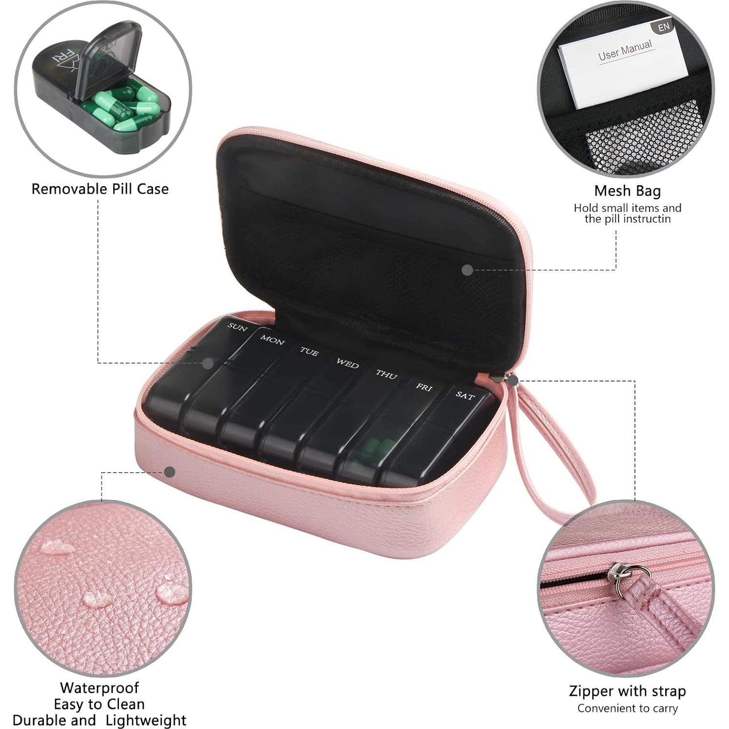 Organizador de Píldoras Semanal Yeloumiss Rosa 2 Veces al Día