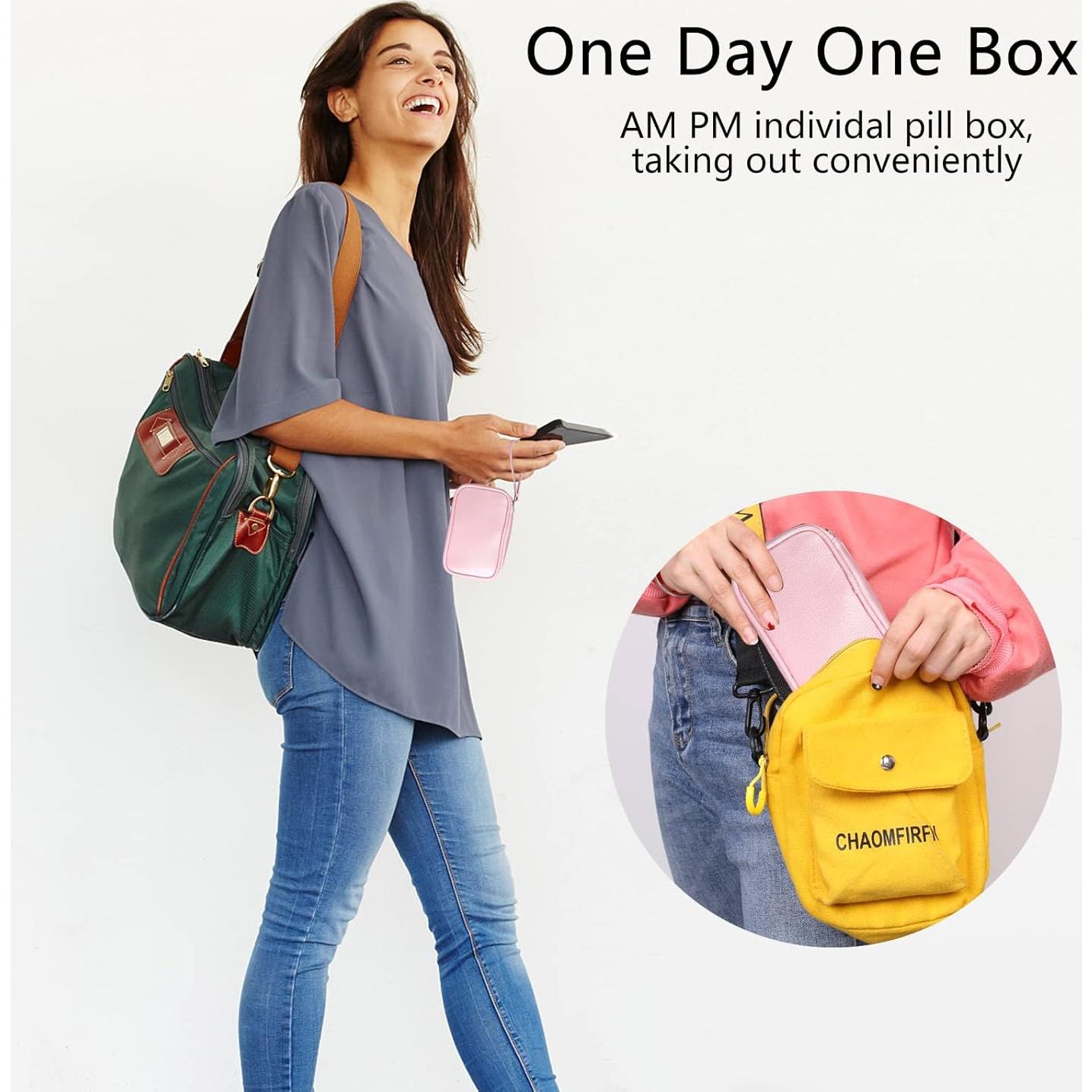 Organizador de Píldoras Semanal Yeloumiss Rosa 2 Veces al Día