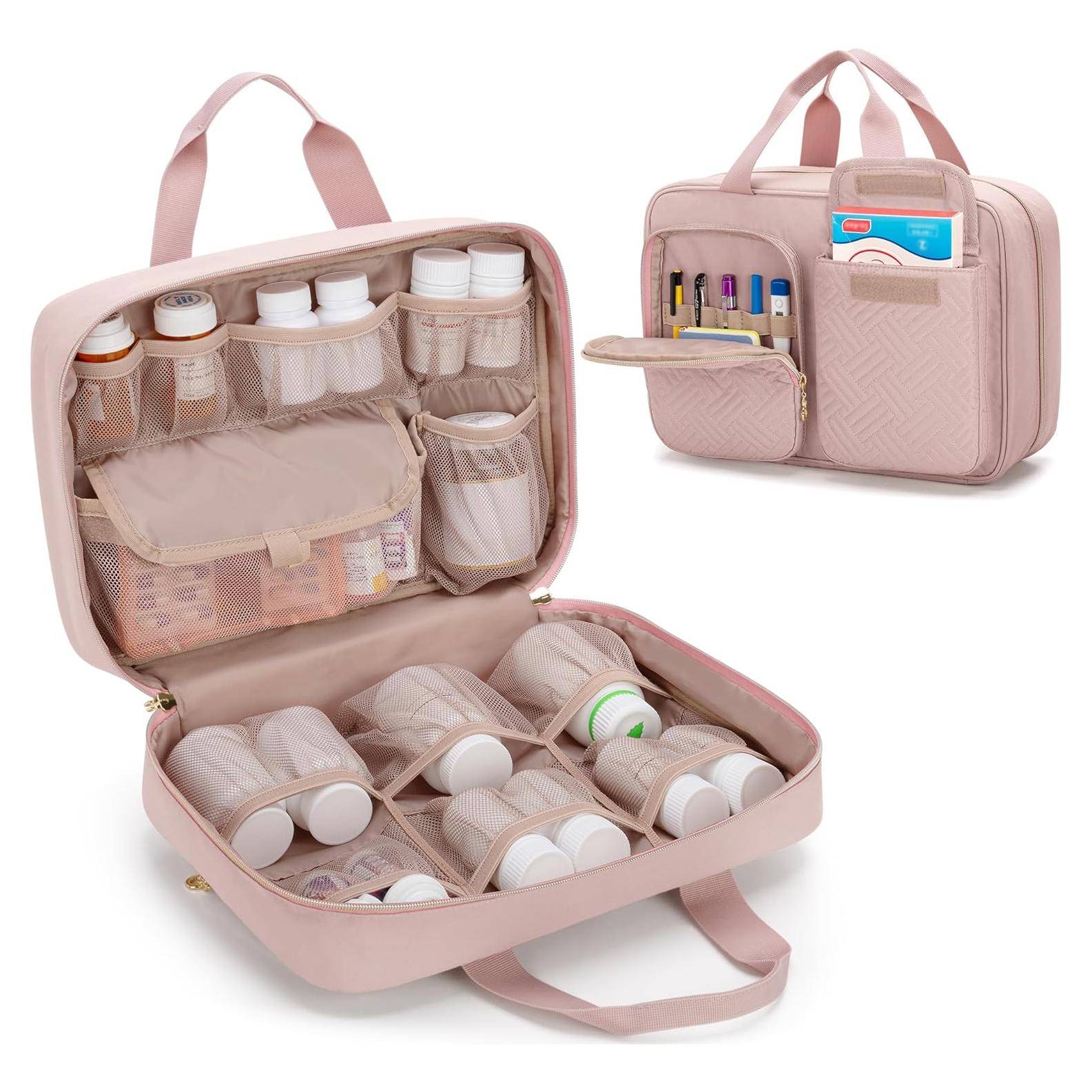 Organizador de Medicamentos Damero Rosa Misty - Bolsa de Almacenamiento