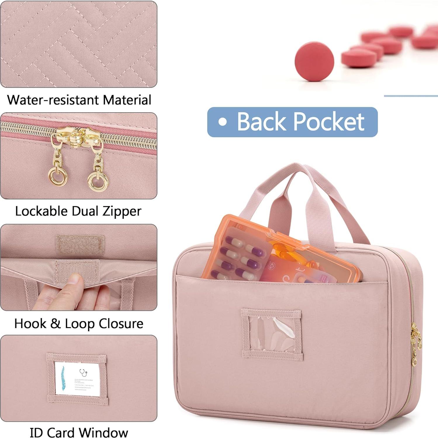 Organizador de Medicamentos Damero Rosa Misty - Bolsa de Almacenamiento
