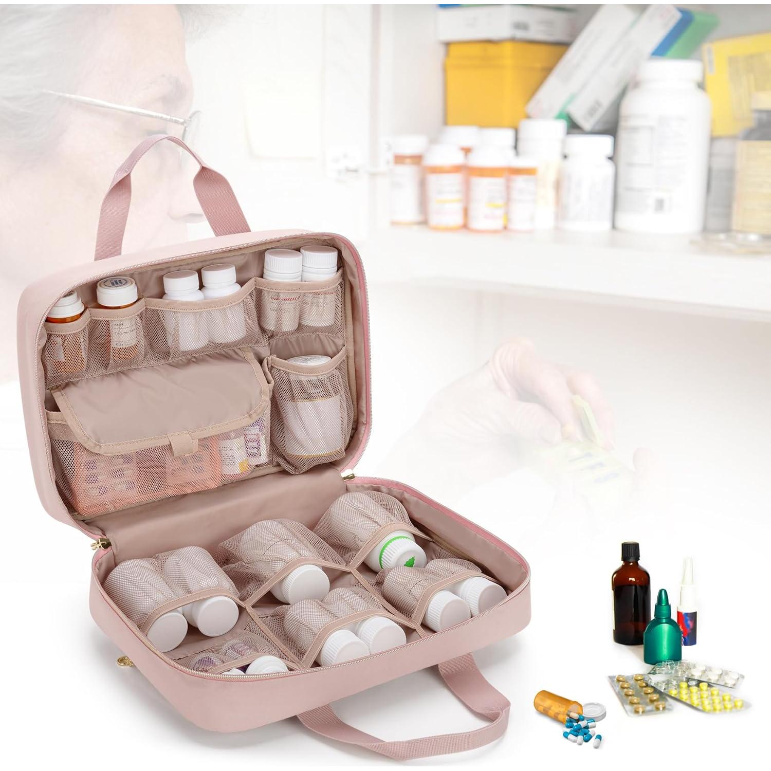 Organizador de Medicamentos Damero Rosa Misty - Bolsa de Almacenamiento