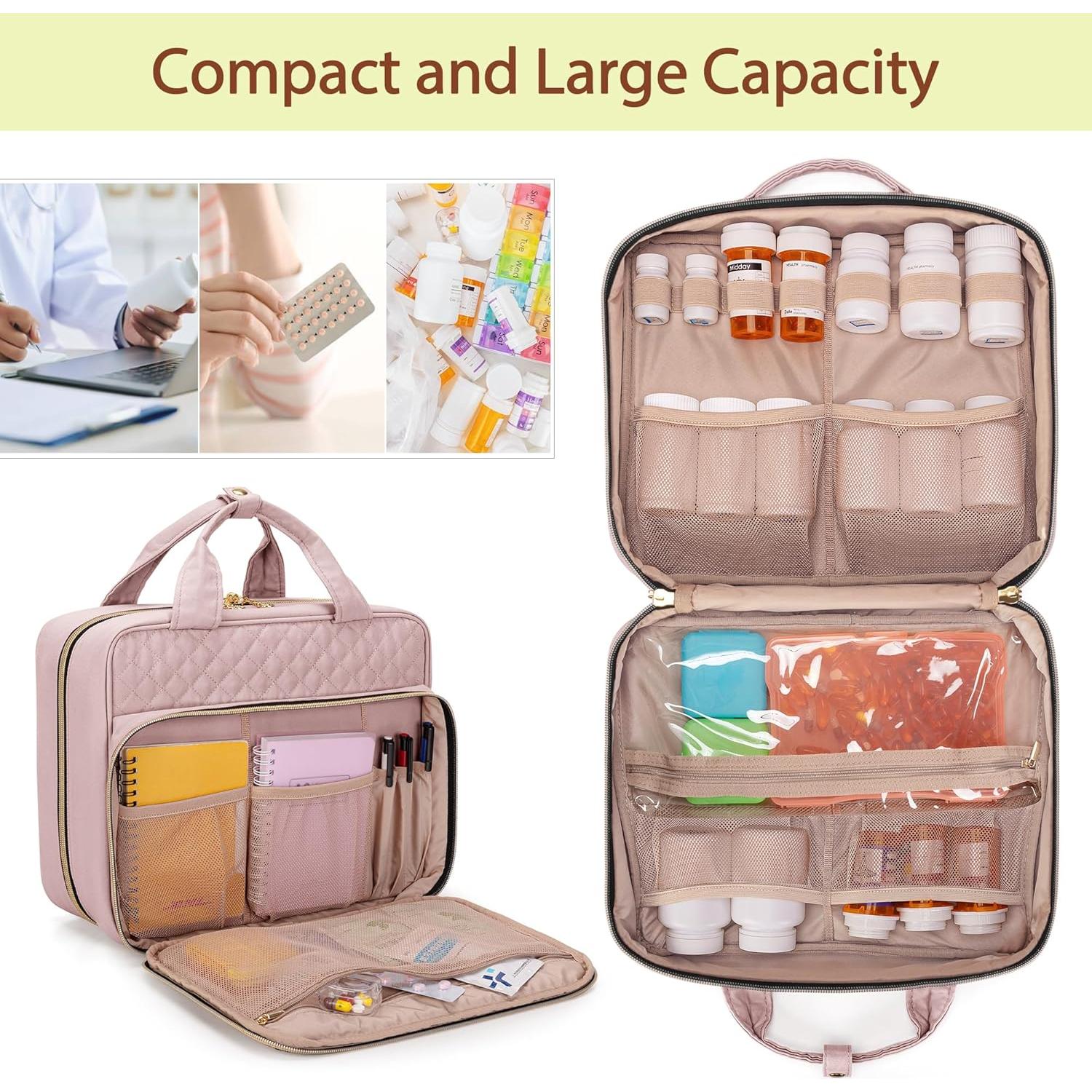 Bolsa Organizadora de Botellas de Pastillas Damero Rosa