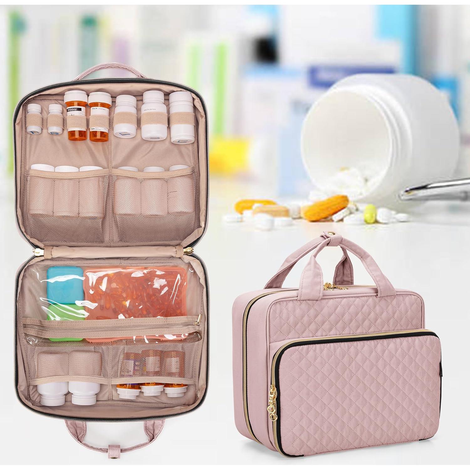 Bolsa Organizadora de Botellas de Pastillas Damero Rosa