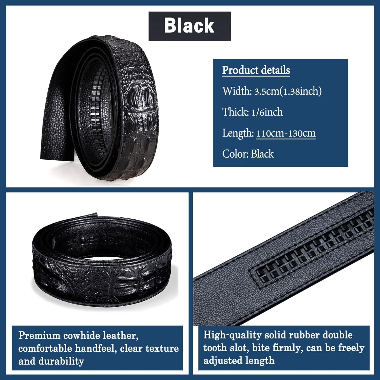 Cinturón de Ratchet Barry.Wang Cuero Genuino Negro 2.86cm