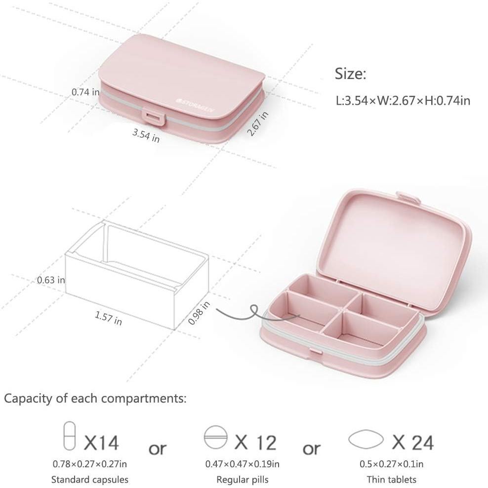 Estuche de Pastillas Slim ZDQZC - Organizador Portátil Rosa